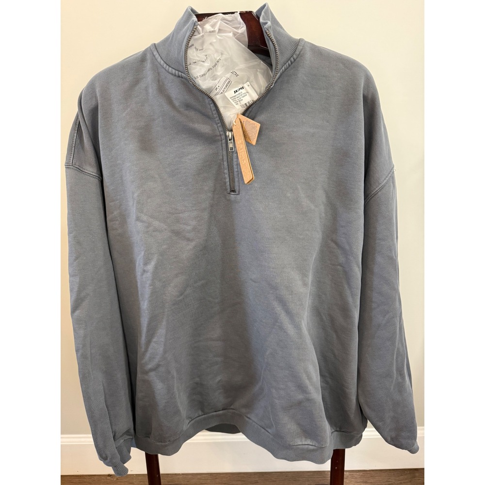 SKIMS Boyfriend Fleece Slouchy 1/2 Zip Pullover Zircon Blue Gray LS-LST-10285W M